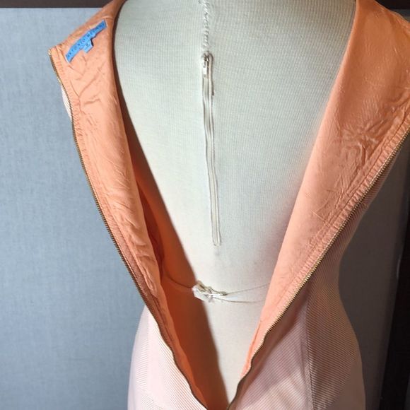 Antonio Melani sz 6 orange and white pinstripe dress/fully lined/exposed zipper - Picture 14 of 16